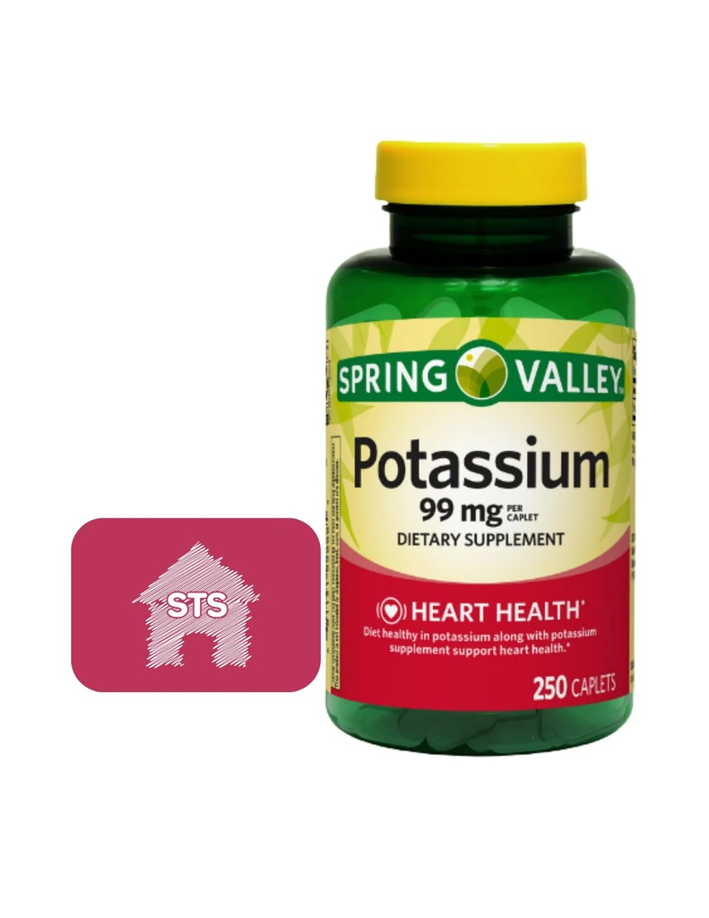 Spring Valley Kalium 99 mg, 250 Count + STS Aufkleber.