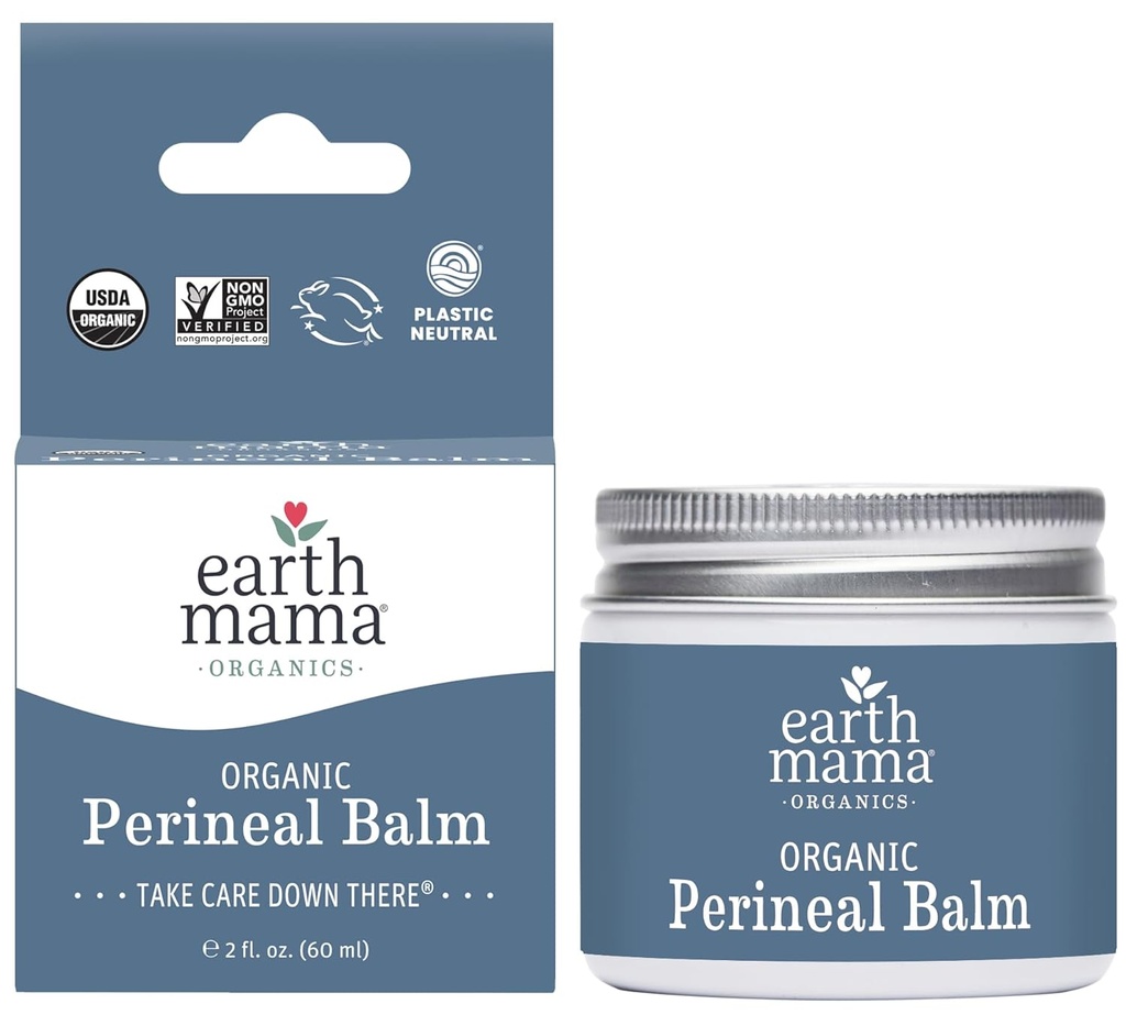 Terre Mama Baume Perinéal Organique de Refroidissement Naturel Salve Herbal pour la Grossesse et le Relief Postpartum avec la Sorcière Hazel & Calendula, Essentiels de Soins Féminines, Pas de Benzocaine ou Butane, Ounce 2-Fluid