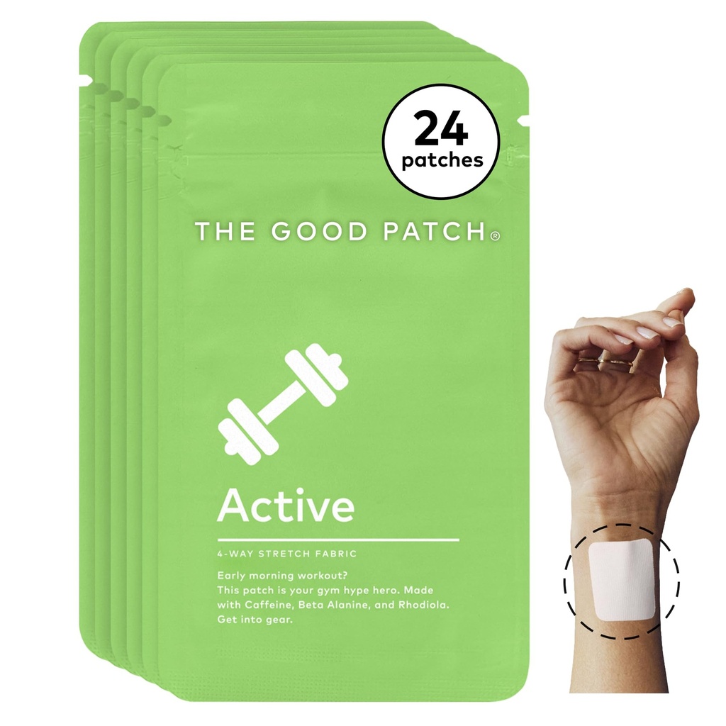 Der gute Patch Active Patch, Energieunterstützung, natürlicher Patch mit Koffein, Beta Alanine, Rhodiola, Plant Powered Wearable Wellness, Sustained Release (24 Total Patches)