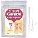 Taille 0 Capsules de gélatine vides avec 2 Micro Spoons - 500 Compte Capsule vide - Gel Pill Capsules pour poudres Suppléments