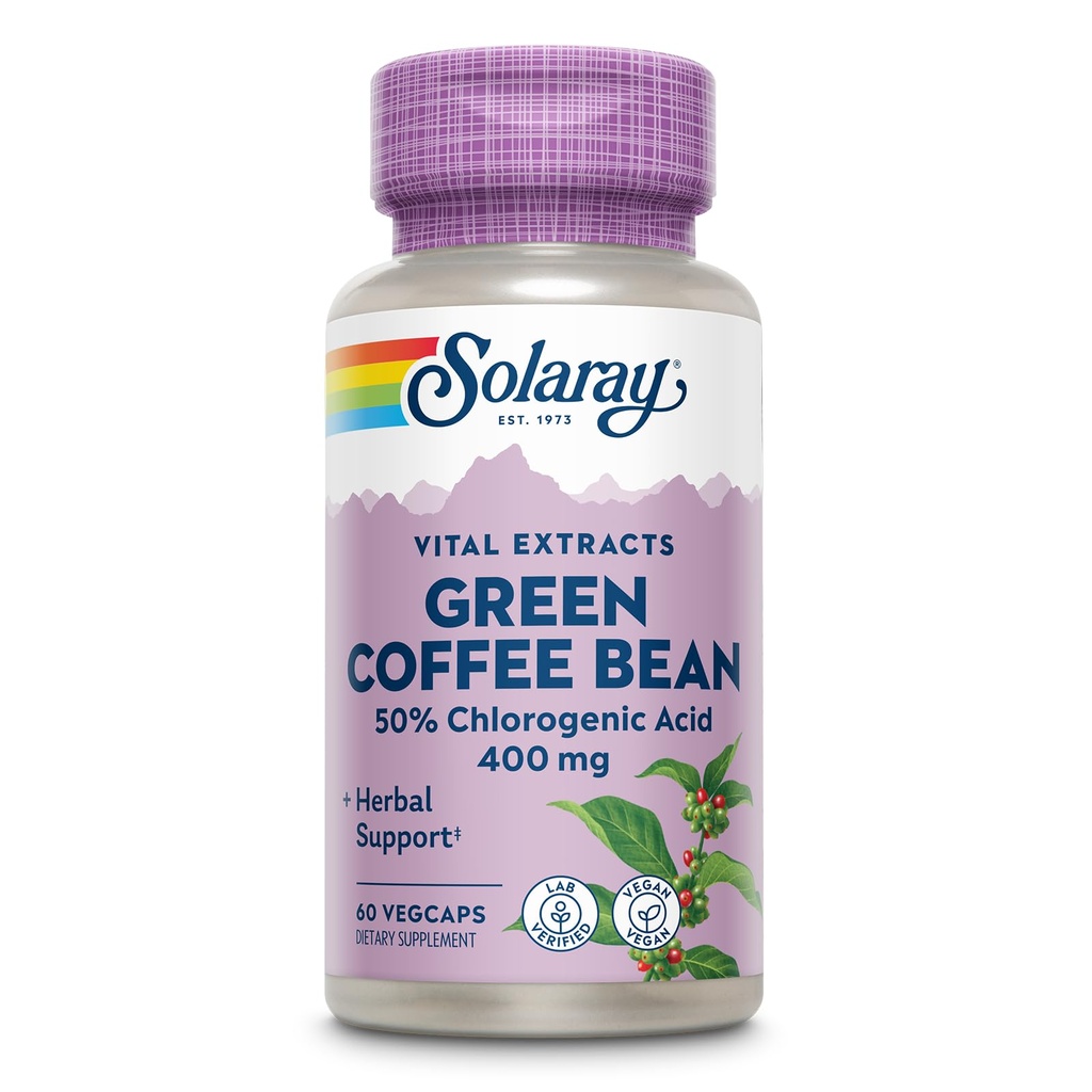 SOLARAY Garantierter Potency Green Coffee Bean Extract, Veg Cap (Btl-Plastic) 400mg | 60ct