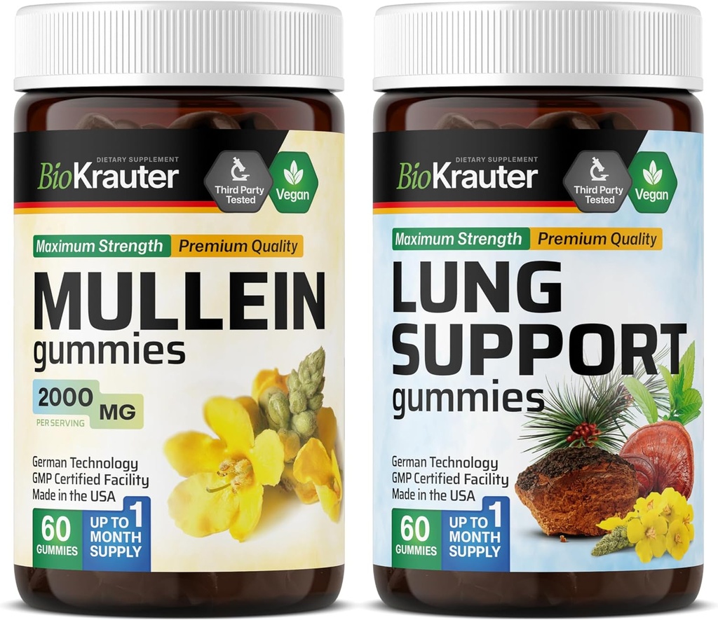 BIO KRAUTER Mullein 60 Gummies & Lung Support 60 Gummies
