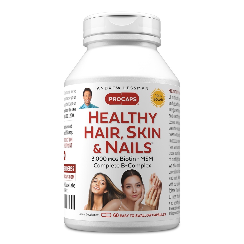 ANDREW MOINSMAN Santé des cheveux, de la peau et des ongles 60 Capsules - 5000 mcg Haute Bioactivité Biotine, B-Complex. Favorise une belle peau, des ongles forts. Pas d'additifs Vitamines de croissance capillaire Supplément Biotine