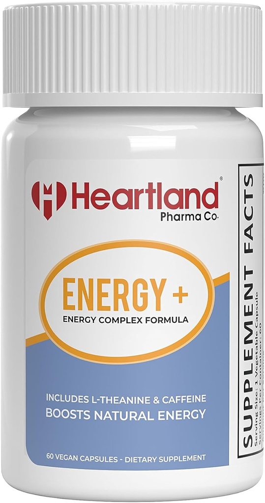 Energy+ Complex Koffein L-Theanin Kapseln | Fokus und Alertness Unterstützung | Natürliche Energie Boost | 60 Count