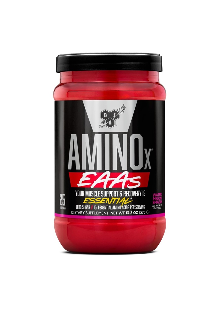 BSN Amino X EAAs, Muscle Recovery & Endurance, 10g Essential Amino Acids, 5g BCAAs, Zero Sugar, Koffeinfrei, Watermelon Splash, 13.2oz, 25 Portionen