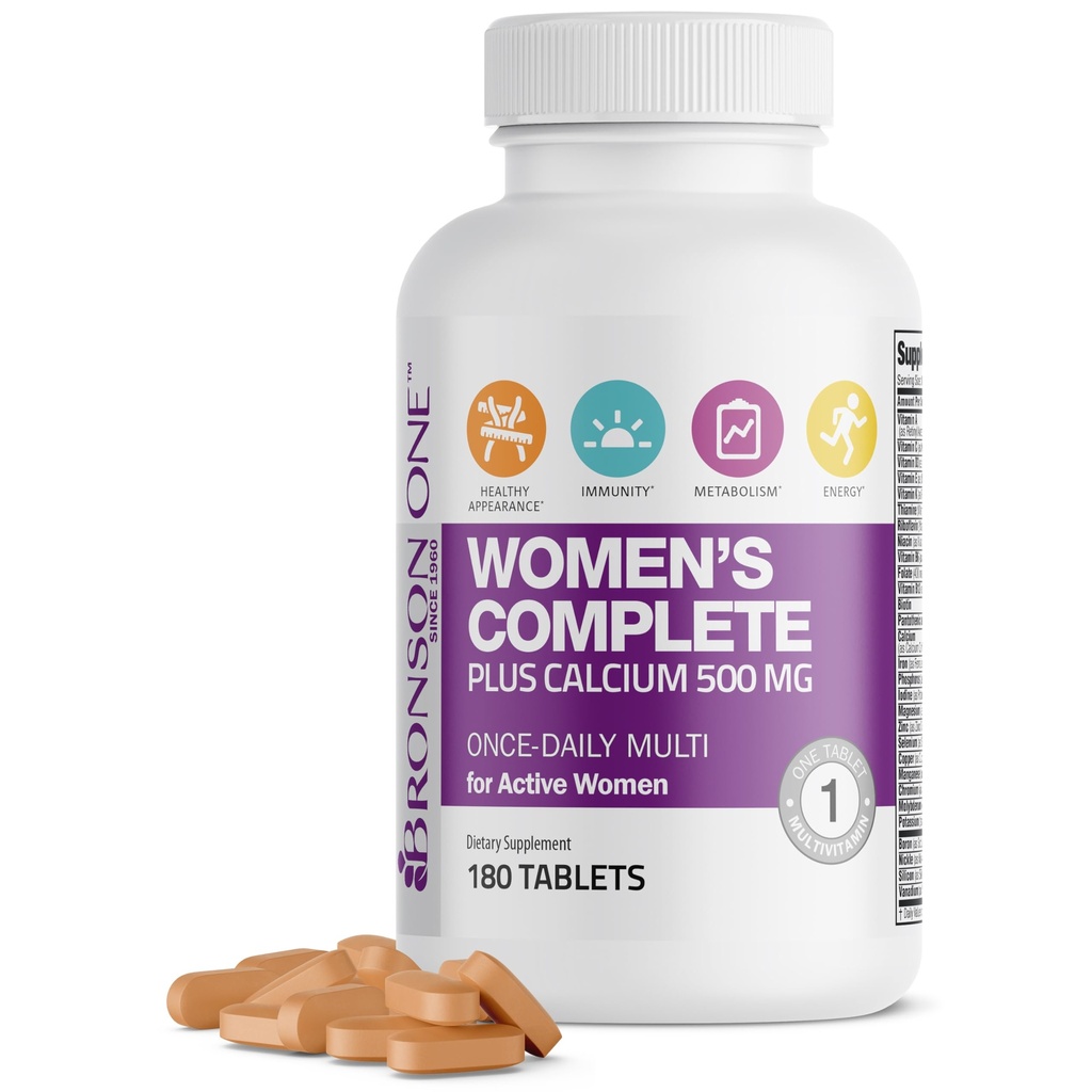 Bronson ONE Daily Women’s Complete Multivitamin Multimineral Una volta-Daily Multi per le donne attive, 180 compresse