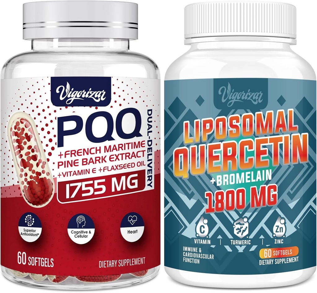 Birsppy Vigorizar French Maritime Pine Bark Extract with Dual-Delivery + 1600 MG Liposomal Quercetin Phytosome