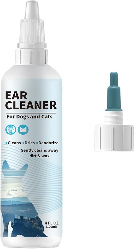 Dog & Cat Ear Cleaner – Soluzione otica delicata per cani e gatti – Pet Ear Wash per cera, Debris & Odor – Itch Relief, Formula non irritante – 4 oz