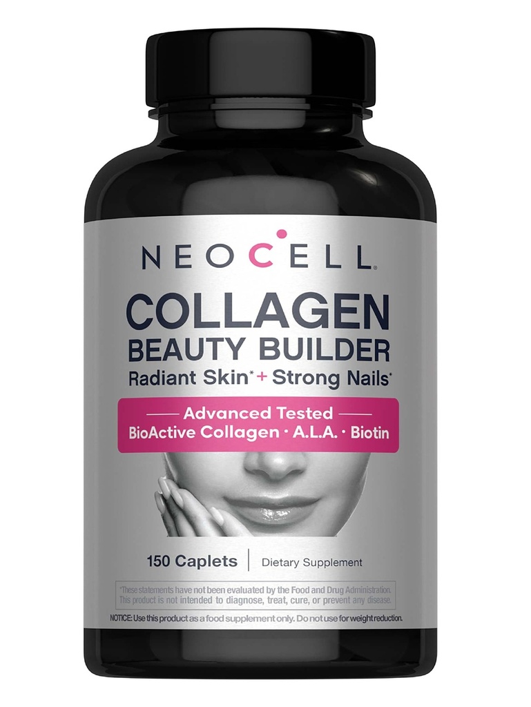 NeoCell Collagen Beauty Builder con Acido Ialuronico e Biotina, Skin, Hair and Nails Supplement, Include antiossidanti, Tablet, 150 Count, 1 Bottiglia