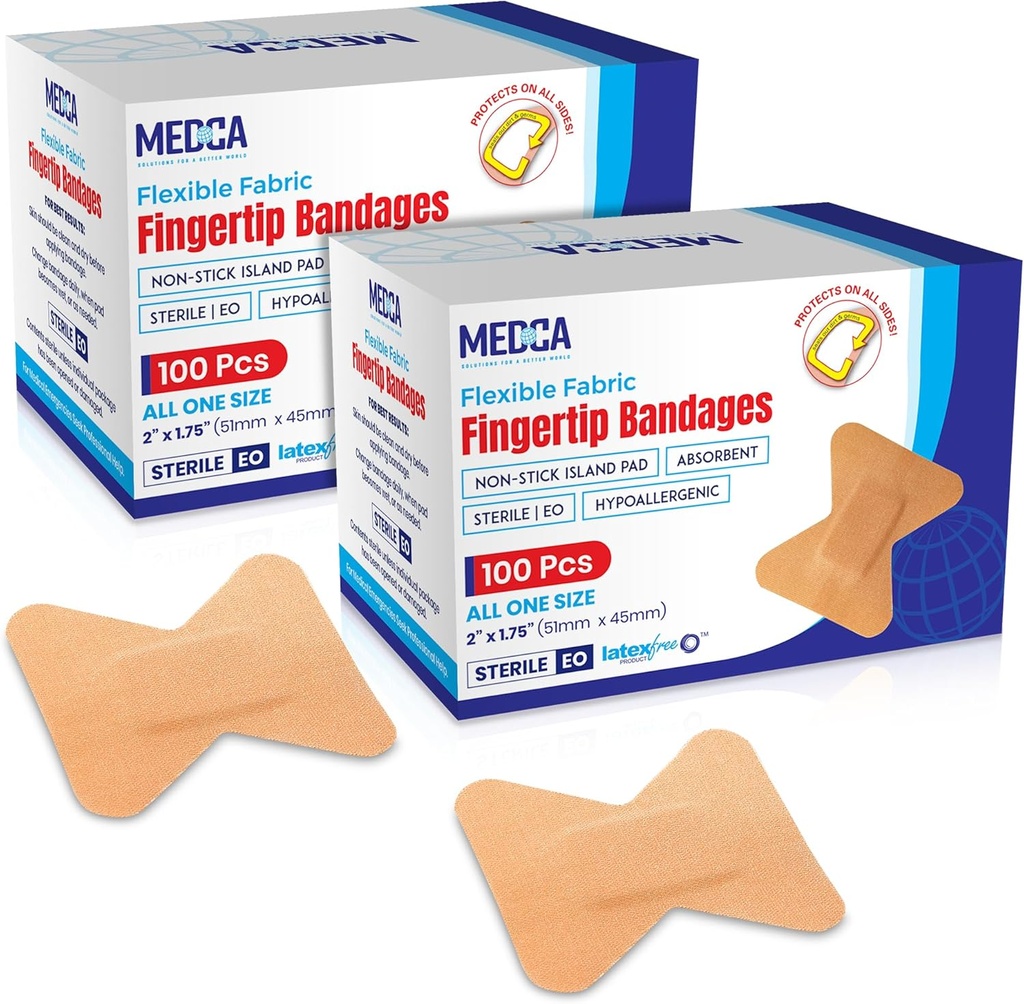 Flex Fabric Adhesive Bandages - Finger-Tip Bandagen für Fingerpflege und zum Schutz von Wunden vor Infektion - (200 Count)