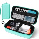 Cas d'inhalateur d'asthme, organisateur de nébuliseur portable, prêt à voyager avec la poche en mesh, double fermeture éclair, poignée en silicone, enfants et adultes, vert élégant