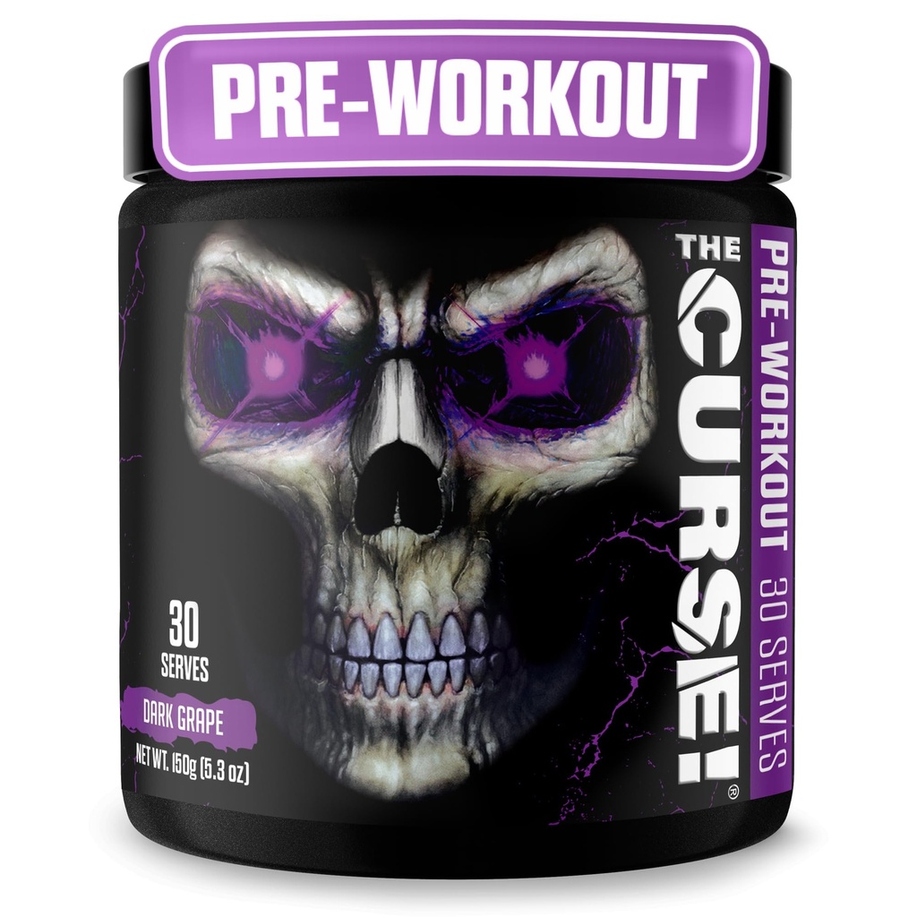 Der Fluch! Dark Grape Pre Workout Pulver mit Kreatin – Extreme Energy Preworkout für Männer & Frauen – 30 Servierungen – L Citrulline, Beta Alanine & Koffein für Pumpe, Stärke & Fokus