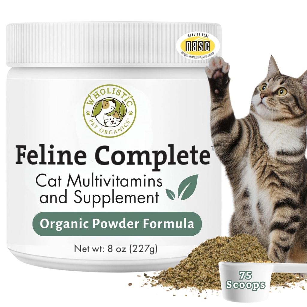 Wholistic Pet Organics Feline Complete - 8 Oz - Multivitamin & Probiotic Powder for Cat - Natural Cat Food & Digestive Support