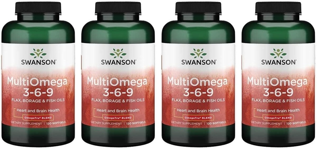 Swanson Multiomega 3-6-9 (Flax Borage Fish) 2400 Milligrammes 120 Sgels (4 Pack)
