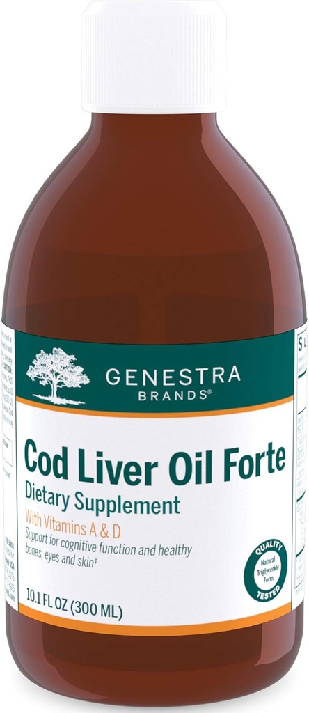 Genestra Brands Cod Foie Huile Forte , Vitamine + Supplément d'acide gras essentiel ,10,1 fl. oz.