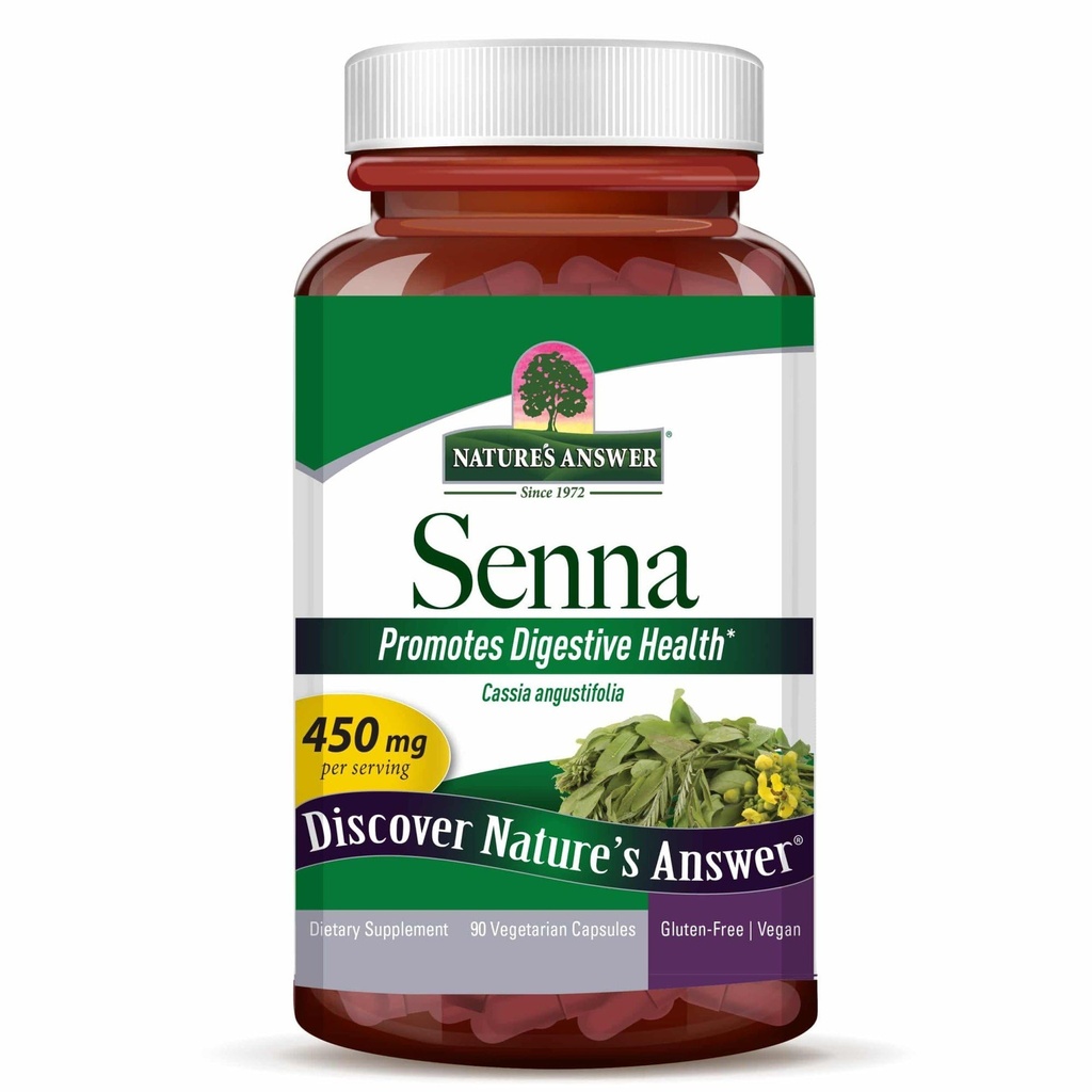 Natur Antwort Senna Leaf | Nahrungsergänzungsmittel | Fördert Verdauungsgesundheit | Vegan, Glutenfrei & Kosher Zertifiziert | Vegetarische Kapseln 90ct