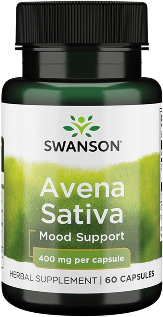 Swanson Spettro completo Avena Sativa (Green Oat Grass) - Integratore di erbe Promuovere la salute del sistema nervoso - Formula naturale che supporta il benessere generale - (60 capsule, 400 mg ogni)