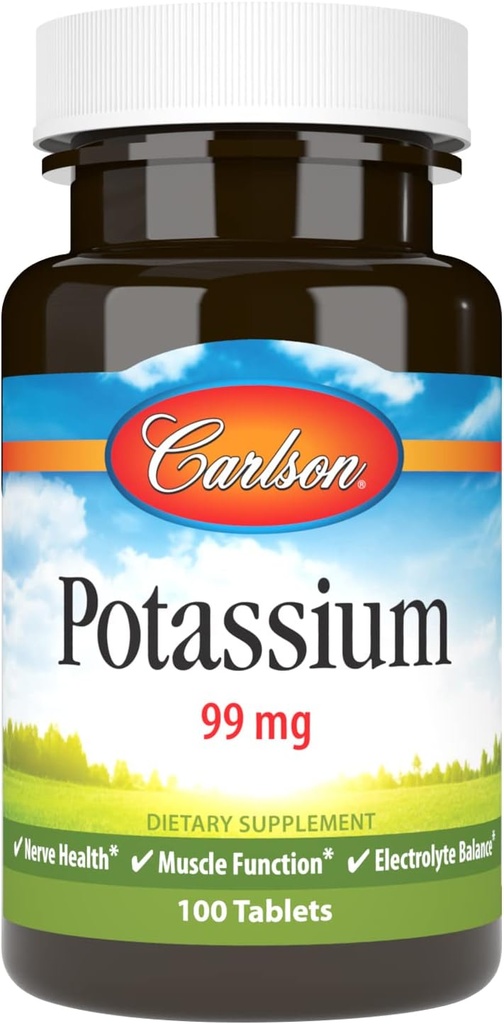 Carlson - Kalium, 99 mg, fördert Nerve Health & Muskelfunktion, 100 Tabletten