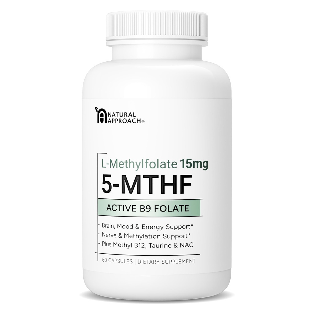 L-Methylfolat 15mg plus Methyl B12, D3, Taurine & NAC | MTHFR-Friendly Folate (High Potency) | Bioaktive Formen von Vitamin B9 & B12 | Ergänzung für Mood, Methylierung, & Cognition | 60 Kapseln