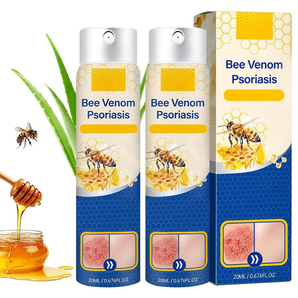 2 PCS PsoriaHeal Bee Venom Psoriasis Trattamento Spray, Psoriasis Relief Spray, Bee Venom Psoriasis Spray, Pure Natural Bee Venom Repair Spray, Ape Venom per tutti i tipi di pelle