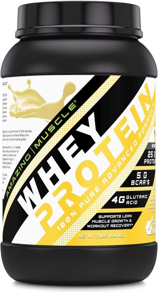 Stupefacente polvere di proteine del siero del muscolo 100% * Formula avanzata con l'isolato di proteine del siero di siero di latte con il concentrato di proteine del siero ultrafiltrato (Banana, 2 Lb)