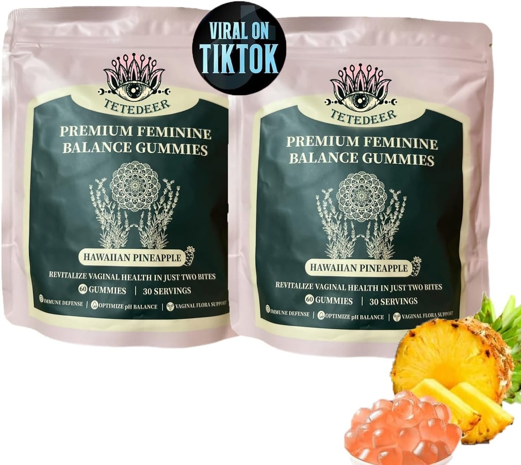 Vital Organic Sourcing Feminine Balance Gummis für Frauen Gesundheit,Premium Feminine Balance Gummis,Improve Immunsystem, Förderung der Frauen Gesundheit, Vegan, Glutenfrei, Hawaiian Ananas Flavor (2)