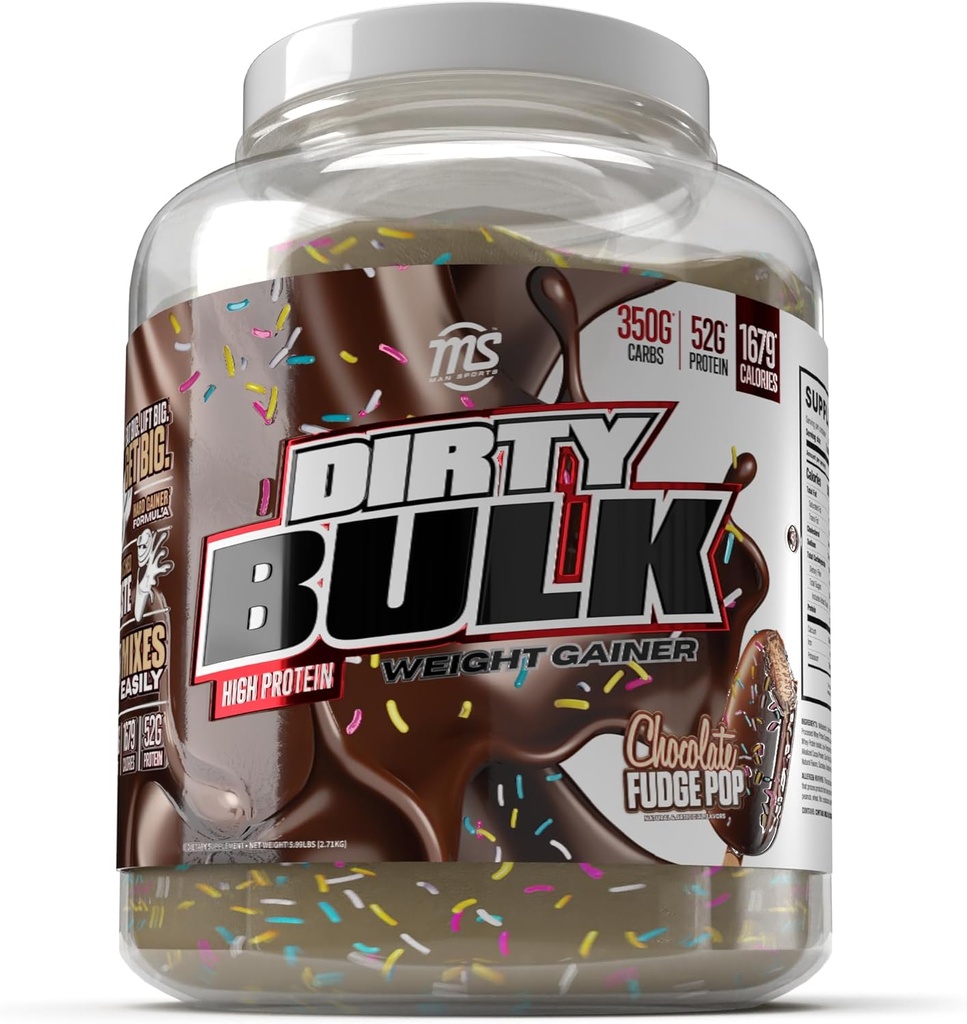 MAN Sports - Dirty Bulk: Chocolate Fudge Pop High Protein Weight Gainer Powder mit 52g Protein