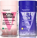 Biotin Haarwachstum Vitamine + Premium Keto Pillen | Unterstützt gesunde Haut und Nägel & Utilize Fett für Energie mit Ketosis, Boost Energy & Focus | Non-GMO Vegan Ergänzungen zur Unterstützung