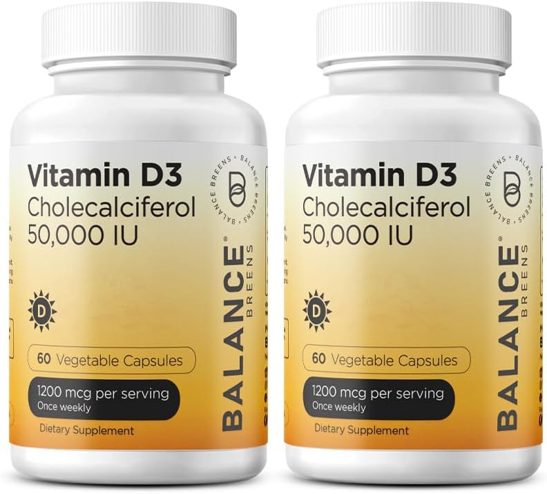 Equilibrio Vitamina D3 50.000 UI, 60 capsule vegetali - Alta potenza, Supporti Immune & Bone Salute - Settimanale Una volta (Pack of 2)