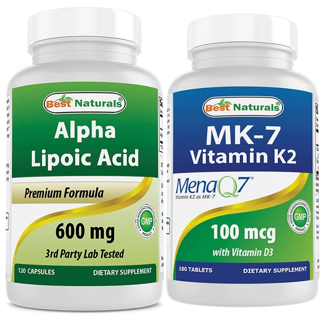 Best Naturals Alpha Lipoic Acid 600 mg & Vitamin K2 (MK7) mit D3