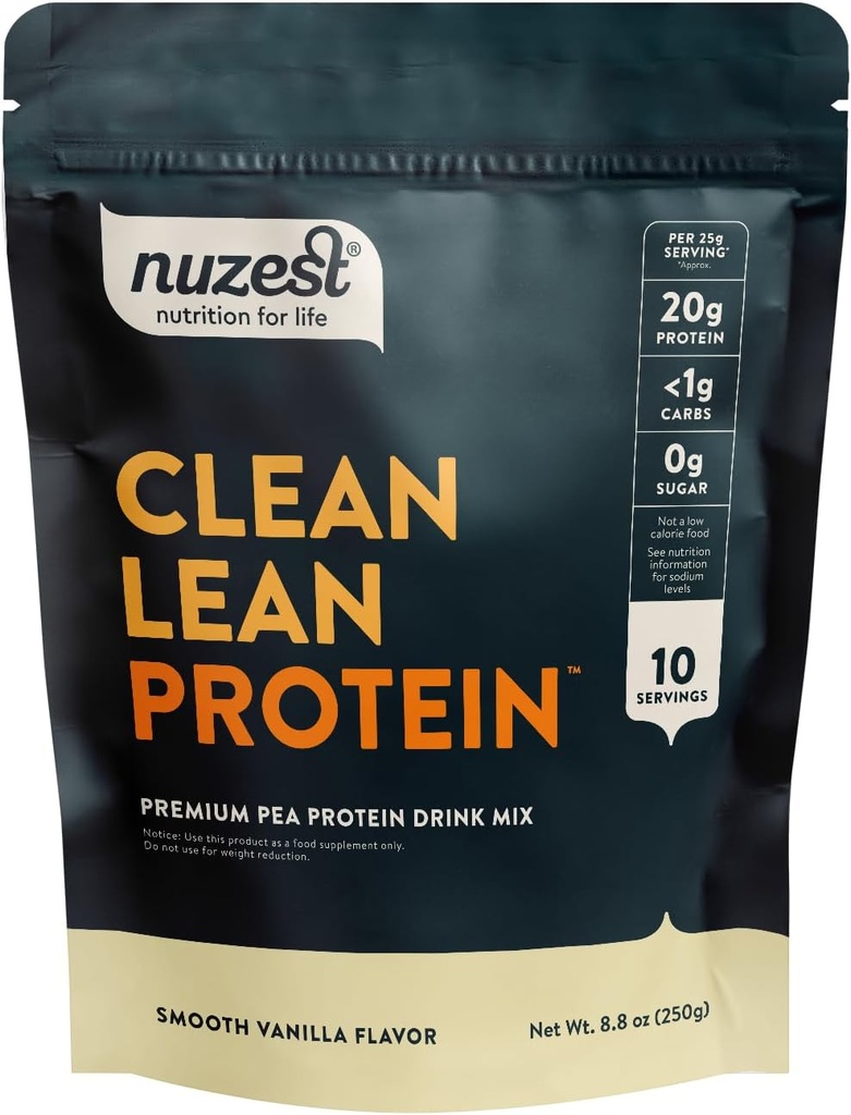 Nuzest - Pea Protein Powder - Clean Lean Protein, Premium Vegan Plant Based Protein Powder, Dairy Free, Glutenfrei, GMO Free Protein Shake, Glatte Vanilla, 8.8 Unze