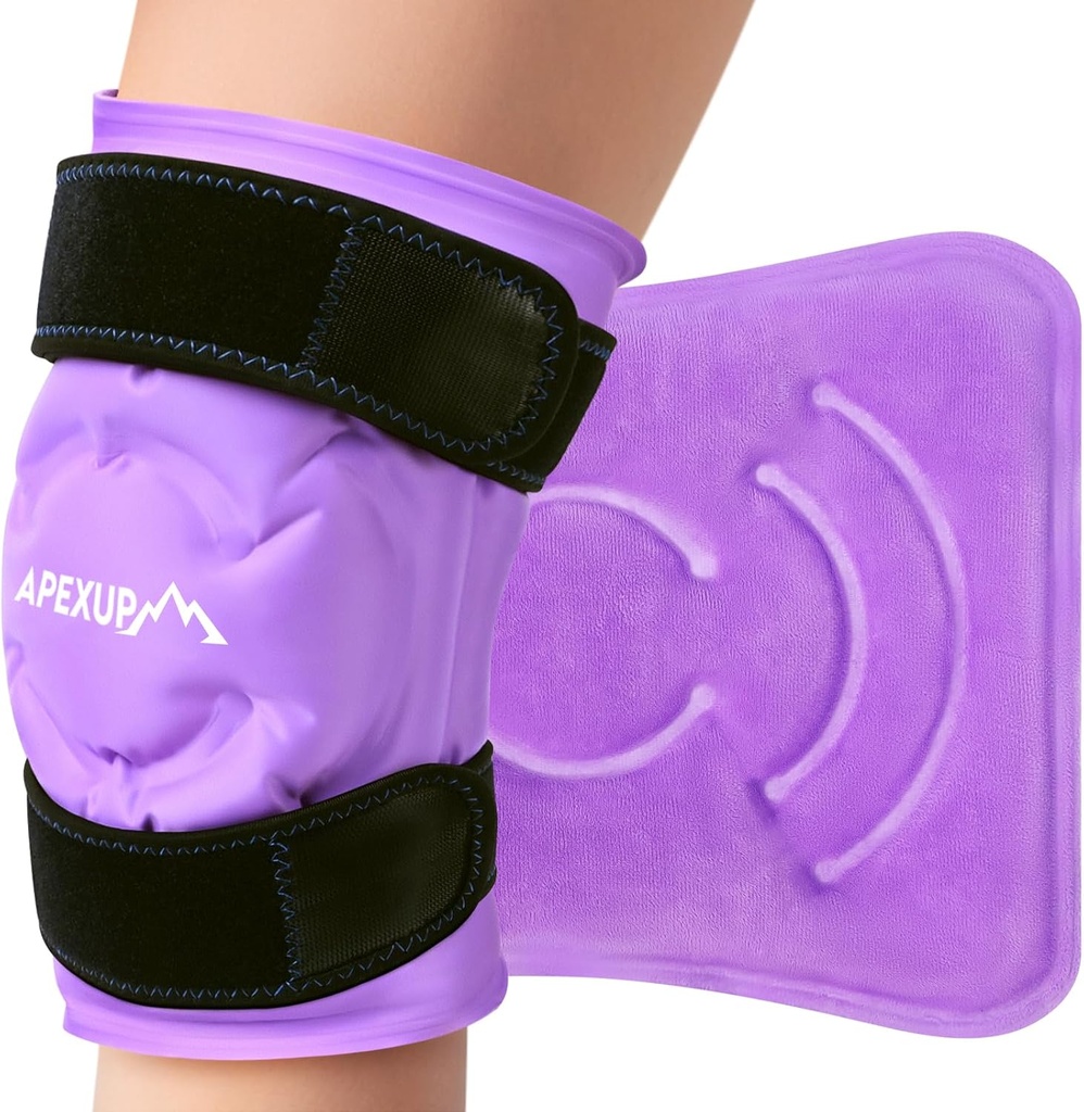 APEXUP Ice Pack für Knieschmerzen Relief, große wiederverwendbare Wrap nach Chirurgie, Flexible Gel Cold Pack für Verletzungen, Schmerzen Relief für Rücken, Schulter, Ellbogen, Knöchel und Bein (Purple, L 1PK)