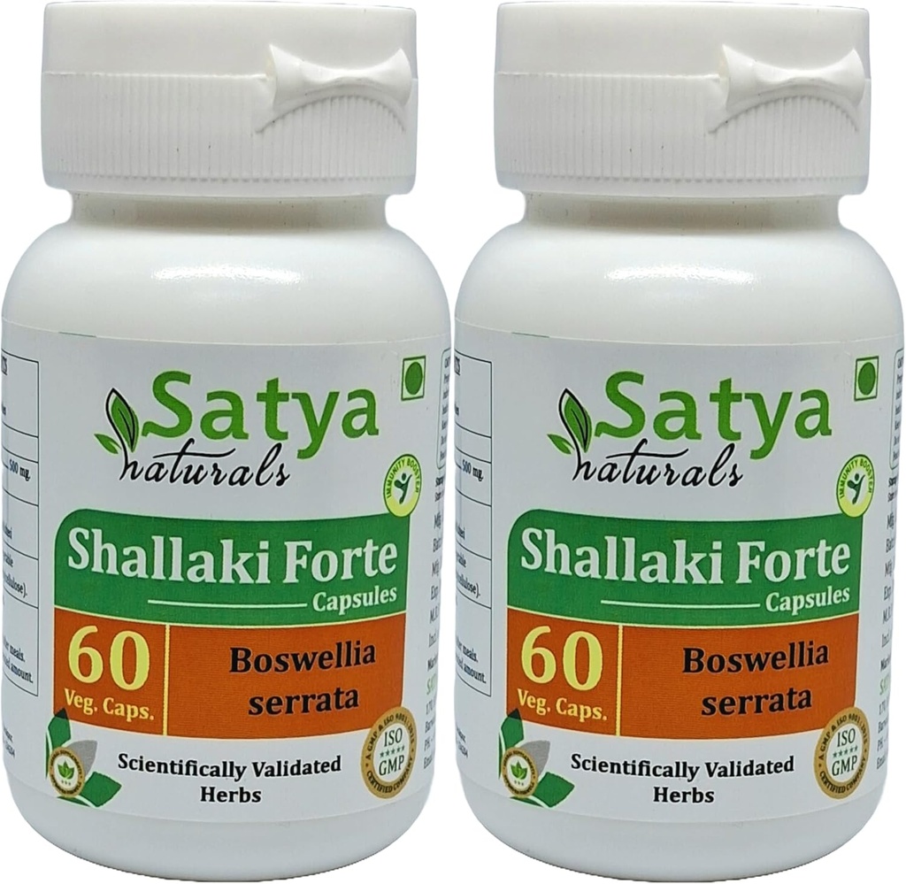 Shallaki Forte Kapseln 500 mg. 60 Veg. Kapsel | Shallaki (Boswellia Serrata) Extrakt Kapseln für Männer und Frauen | Ayurvedische Kräuterergänzung / Heilmittel | 10:1 Forte (2 Flaschen von 60 Kapseln)