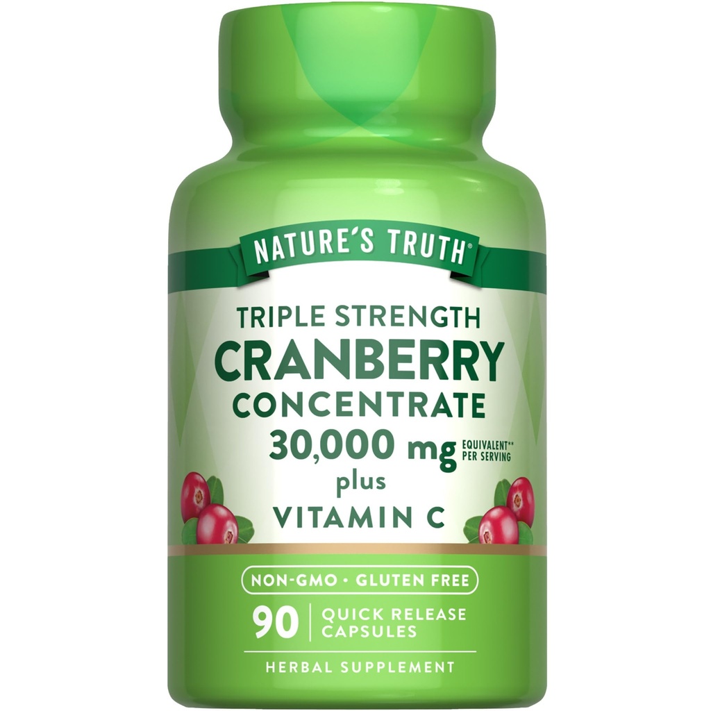 Nature's Truth Cranberry Concentrate Pills 30 000mg.Plus de vitamine C. Capsules de soutien triple force.