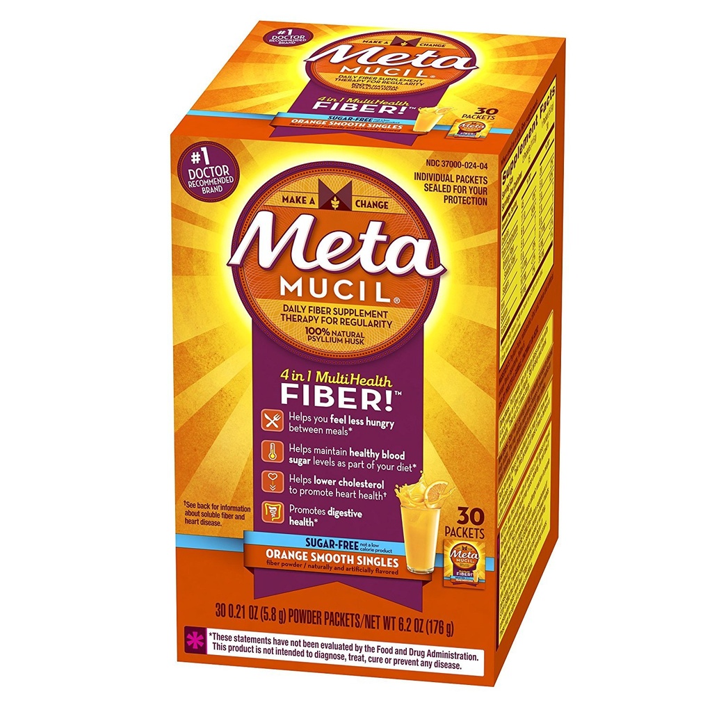 Metamucil Fiber Singles glatte Textur Zucker Free Orange - 30 Packungen
