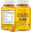 Mullein Gummies, 2000mg Estratto di foglie di Mullein Organic per polmoni trasparenti, Boost Respiratory & Digestive, Booster immunitario per adulti e bambini, Allergy Friendly, Non-GMO, 60 Gummies