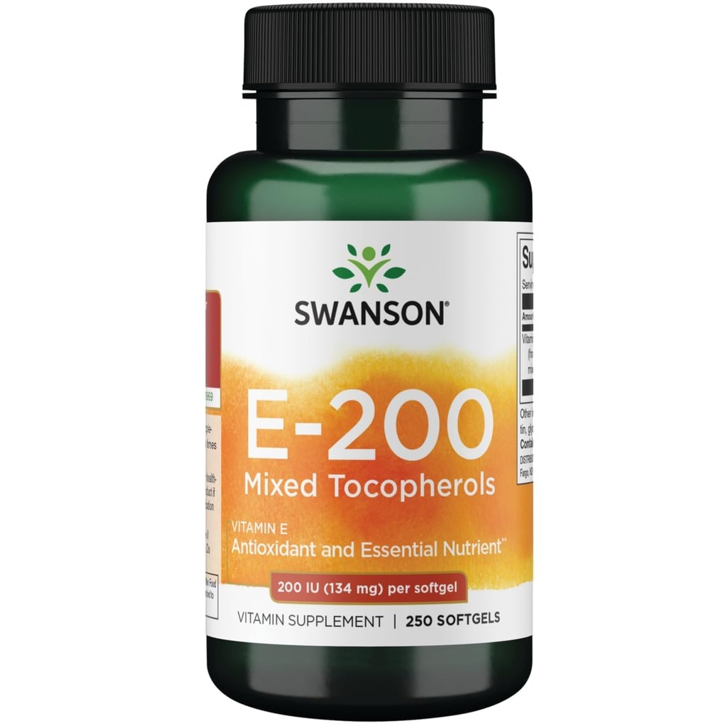 Swanson Vitamin E Mixed Tocopherols 200 Iu (134 Milligramm) 250 Gels