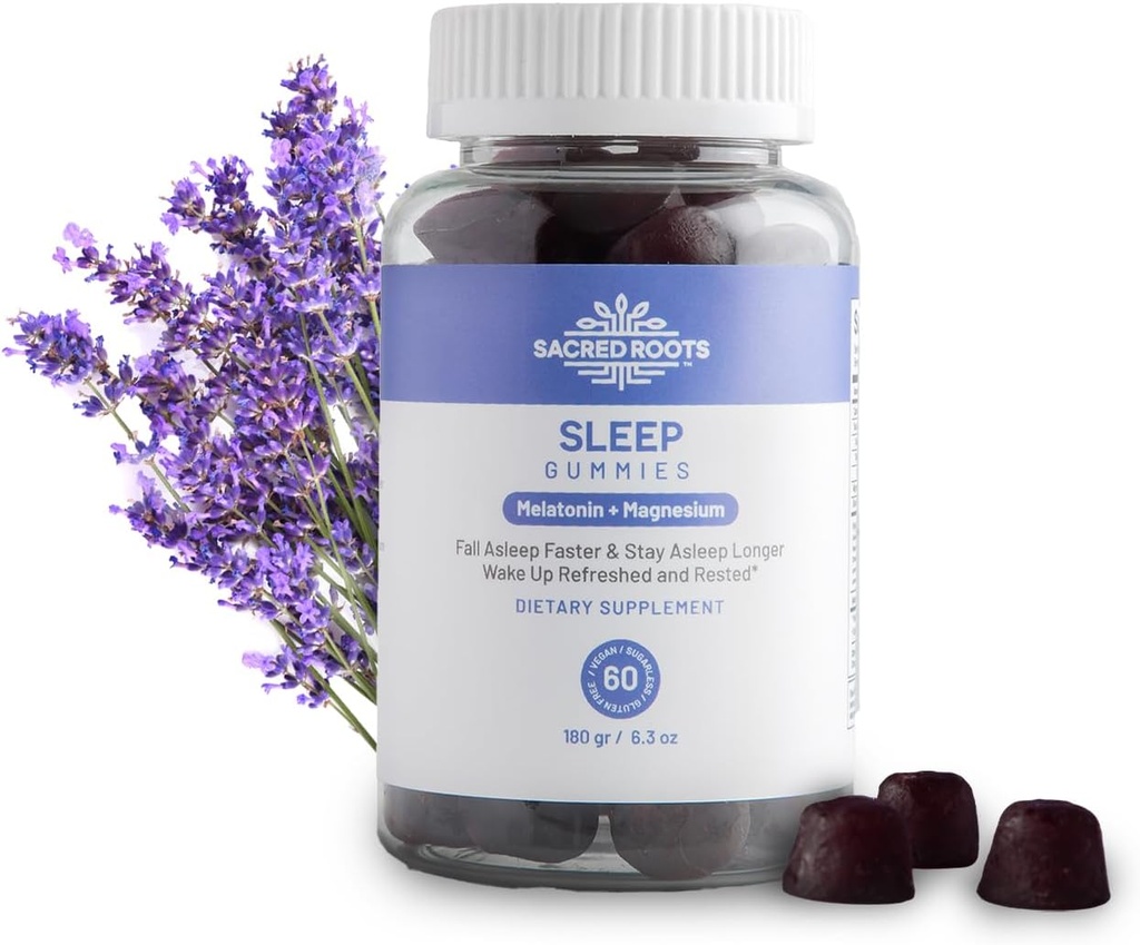 Gommie Sonno - Zucchero Melatonina Gummies con Magnesio per il supporto al sonno - Miscela botanica di ingredienti naturali - Keto, Vegan, Non OGM & Gluten-Free - Made in USA (30 Serve)