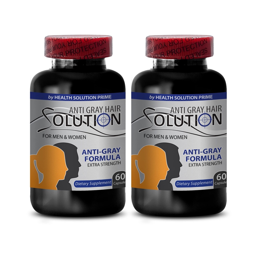 Catalase 5000 - Solution de cheveux gris pour hommes et femmes - Formule de cheveux anti-gris (2 bouteilles 120 capsules)