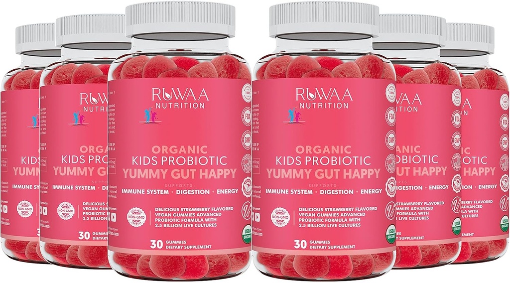 Probiotici giornalieri per la salute digestiva. Gummie bio probiotici per bambini supplemento di digestione, Stomach Discomfort. Probiotici per bambini masticabili, Probiotici per bambini, Vegan 120ct (6)