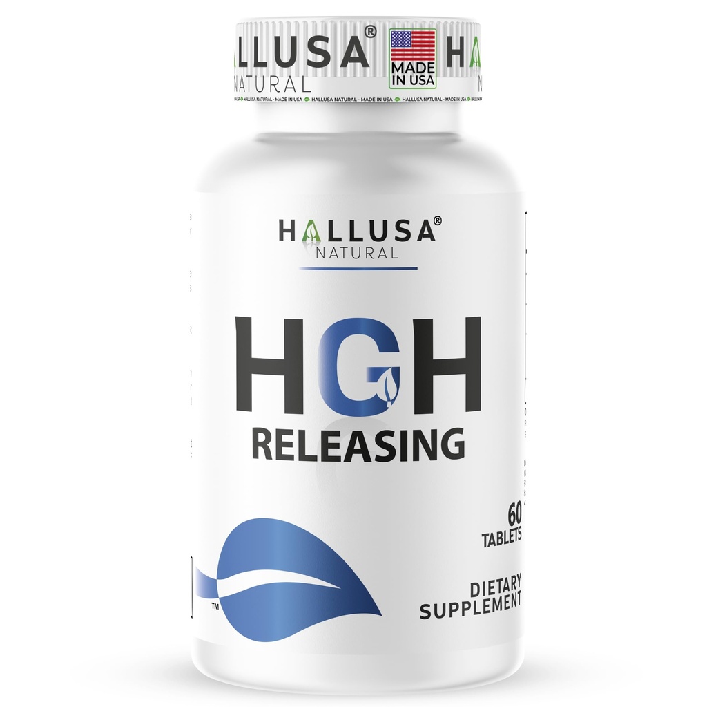 Hallusa Natural Hall HGH Complex - Aminoacido Complex - Muscle & Workout Support - Energy & Recovery Formula - L-Arginina, L-Ornitina, L-Glutamina - 60 compresse (30 giorni di alimentazione)