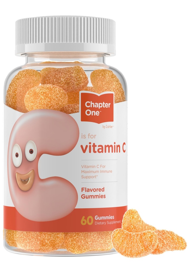 Zahler - Chapter One Vitamin C Gummis für Erwachsene & Kinder 125 mg (60 Flavored Gummis) Zertifizierte Kosher Gummy Vitamine C Kaubare Vitamin Gummis - Kaubare Vitamin C Gummy - Vitamin C Gummis Kids