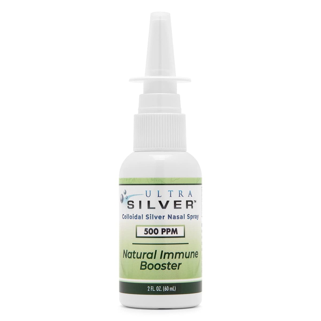 Ultra Silver ® Kolloid Silver Nasal Spray | 500 PPM | 2 Unze Vertical Spray Bottle