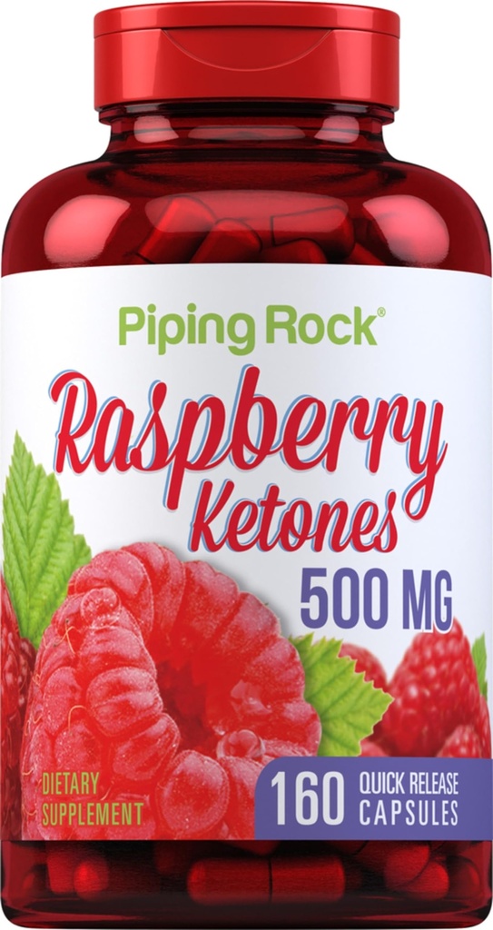 Piping Rock chetoni lampone 500mg | 160 capsule | Non OGM & Gluten supplemento gratuito