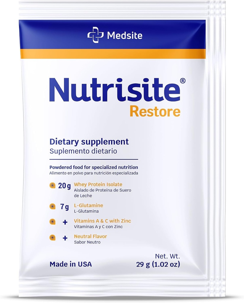 Polvere di ripristino del nutriente per il supporto di guarigione del tessuto, include proteine isolate del siero di latte, L-Glutamina, vitamine A, C e zinco – senza glutine e Sacarose, senza aroma (1 porzione) 1.02 Oz