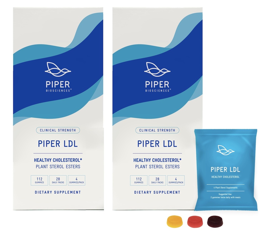 Piper LDL Cholestérol Stérol des plantes de santé Gommies: Stérols végétaux Supplément cholestérol (2 boîtes, 224 Gommies)