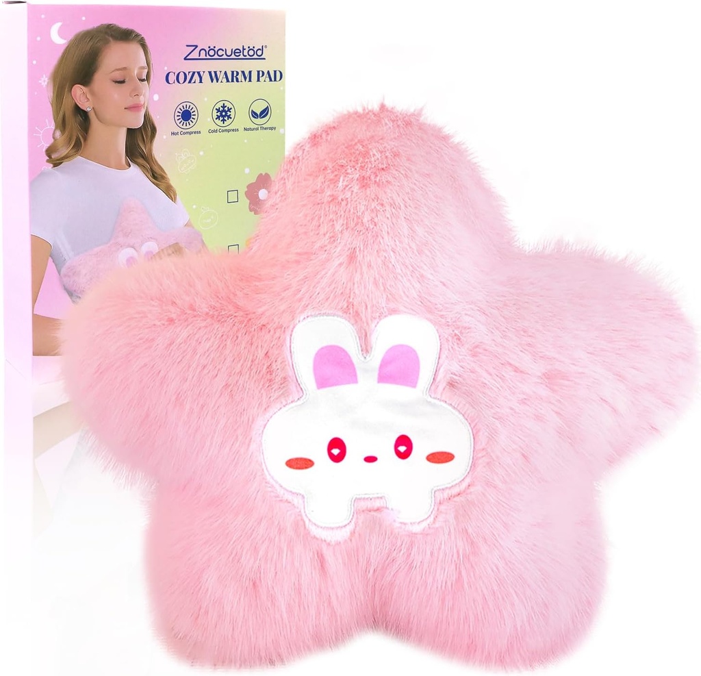 Microwavable Heizkissen für Period Cramps Schmerz Relief- Mikrowelle Heizkissen für Frauen mit Moist Heat Pack für Hals Schulter Cute Soft Warm Compress Cozy Pad Plüsch Star Valentines Geschenke für Mädchen