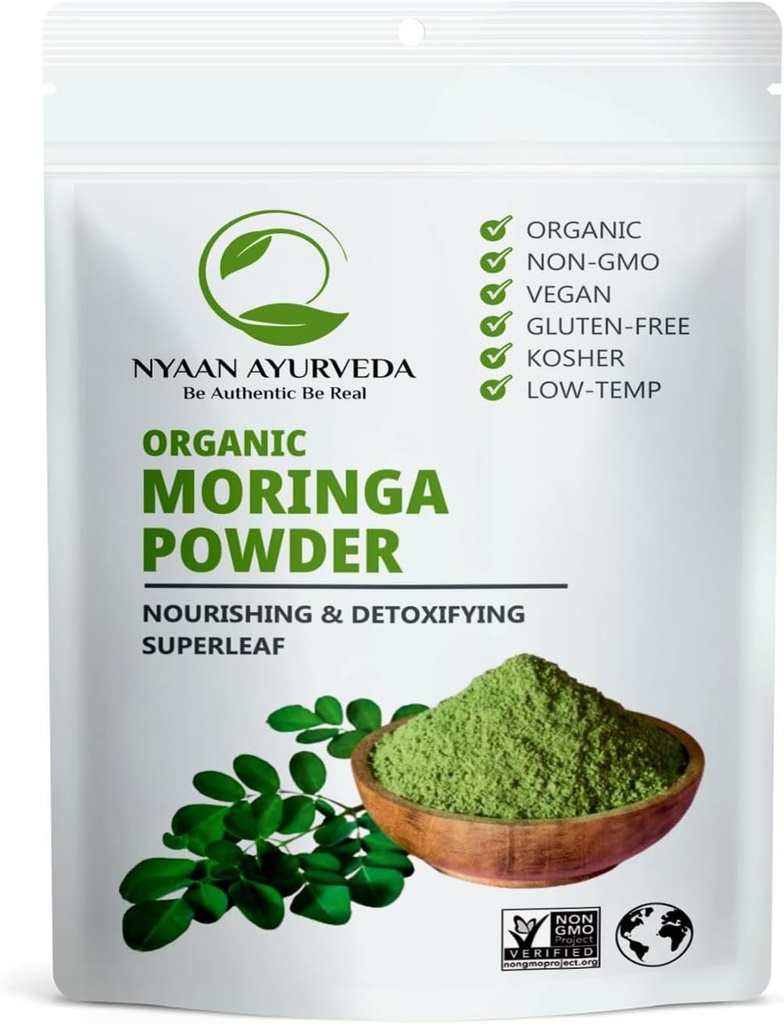Polvere di Moringa (8 oncia), polvere di foglie di Moringa Oleifera | Foglie essiccate Gentle | 227g (8 oncia) Confezione da 1