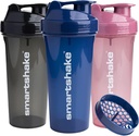 Smartshake Glossy 3-Pack Lite Protein Shaker Bottiglia 800 ml | 27 oz - Leakproof Vite-on Lid - BPA Free – Unisex - (nero, Deep Rose, Navy Blue)