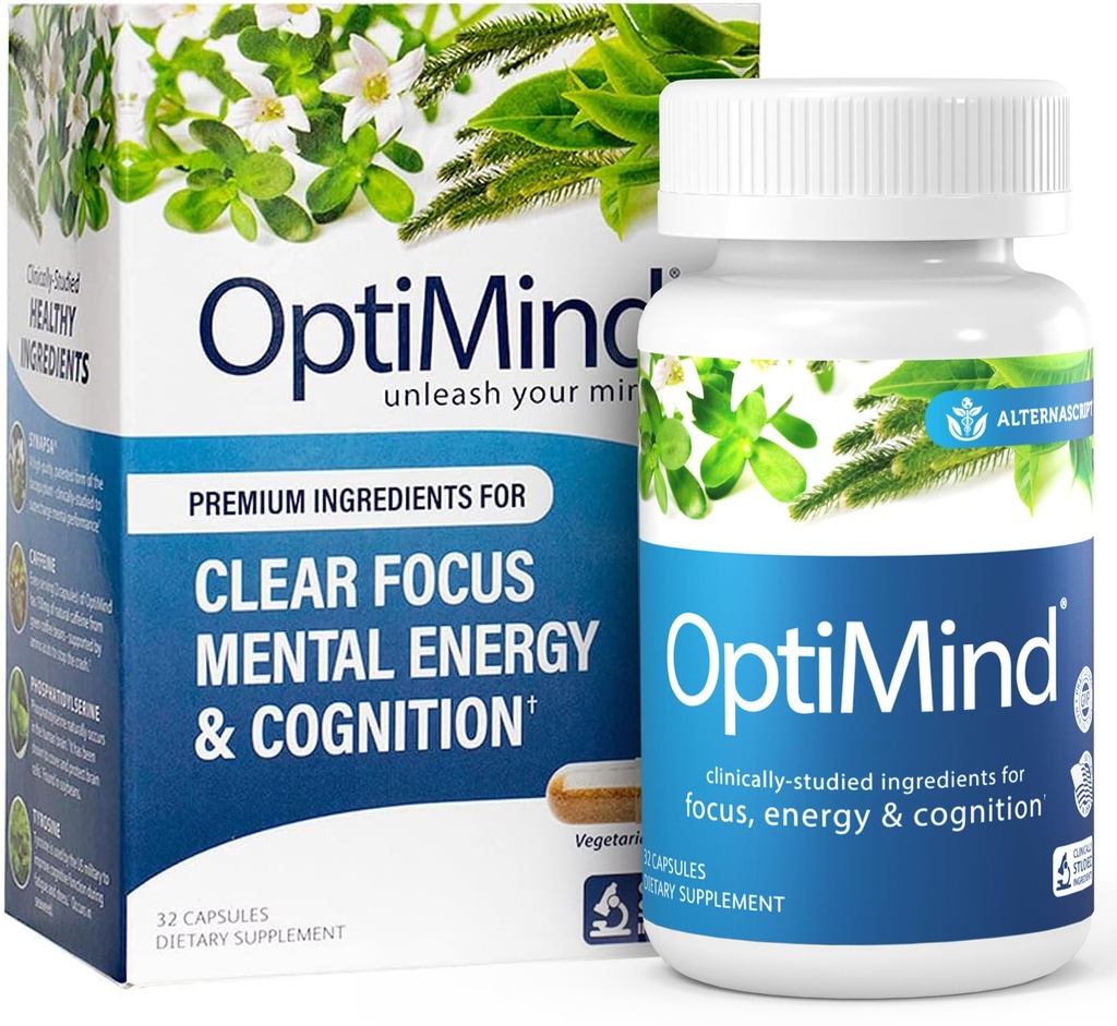 Supplément Cerveau de Bacopa Monnieri optimisé pour la mémoire et le focus, Nootropics avec Phosphatidylsérine, Huperzine A, Non-OGM, Ingrédients cliniques, 32 Capsules